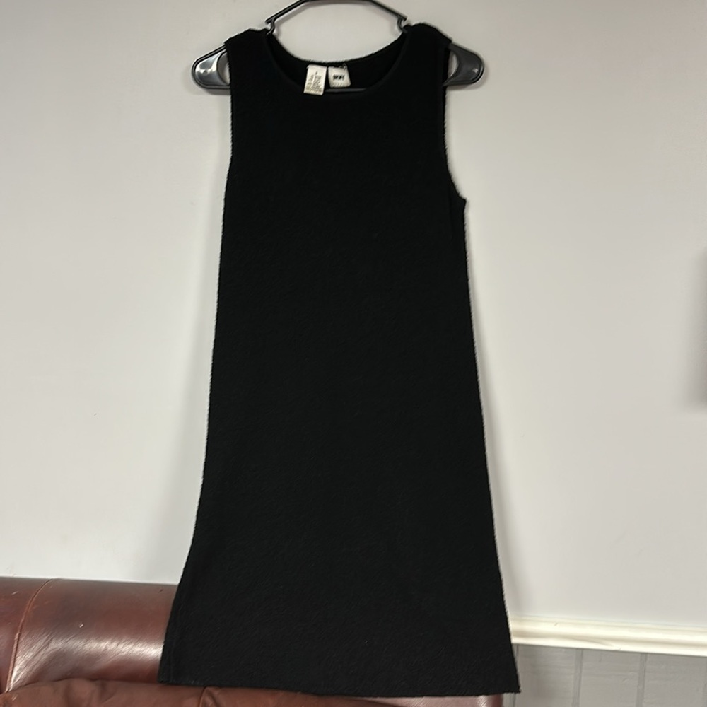 DKNY Classic sleeveless nubby knit wool blend sweater dress black, S